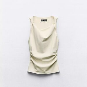 ZARA Cream Drape-Neck Sleeveless Camisole